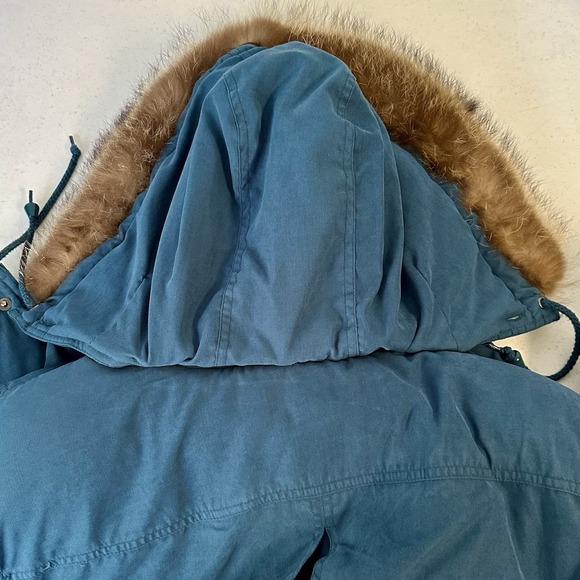 Jacqueline Ferrar Blue Dark Teal Winter Coat Detachable Faux Fur Hood Lined - Picture 16 of 16